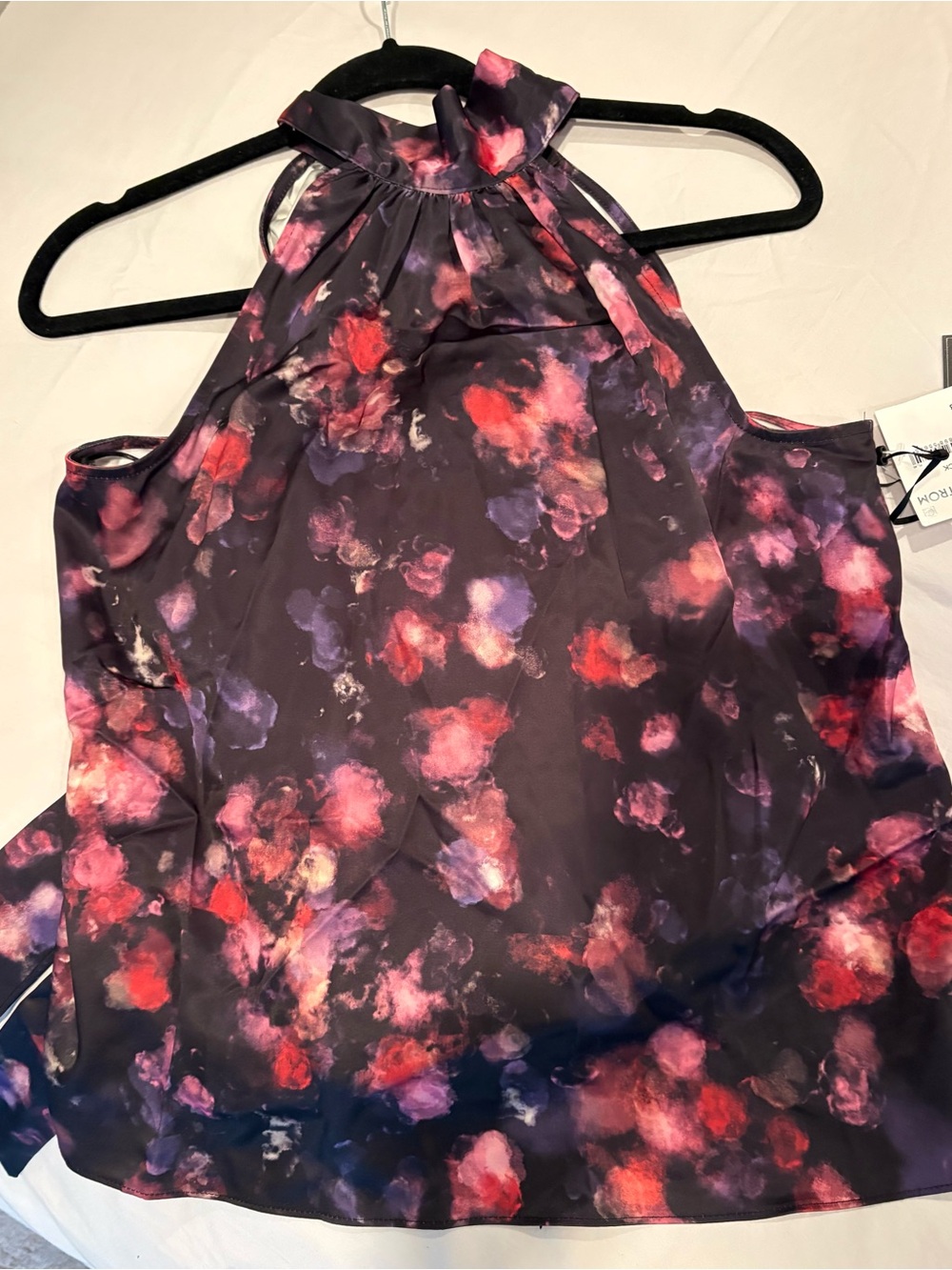 Nordstrom NWT Floral Camisole in Dark Purple, Black and Pink Muted Floral, S